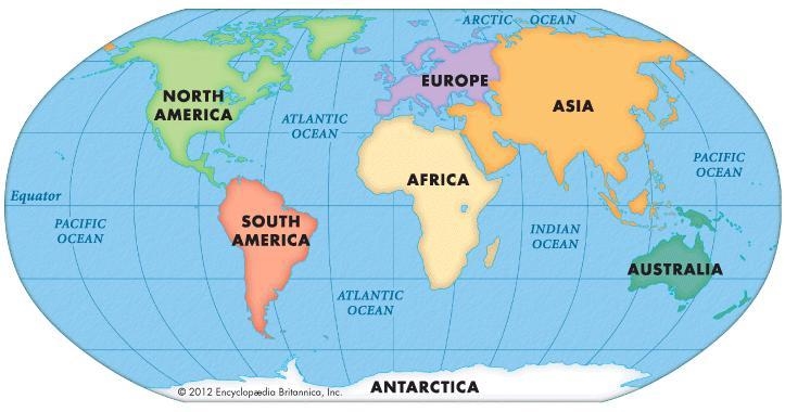 What continents are located across the Atlantic Ocean from the United States of America-example-1