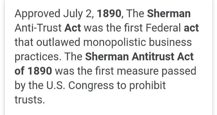 What was the goal of the Sherman act of 1890-example-1