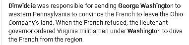 In spring 1754 the governor of virginia sent a ______ to drove out the french-example-1