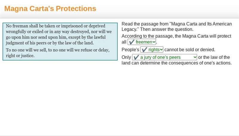 No freeman shall be taken or imprisoned or deprived wrongfully or exiled or in any-example-1