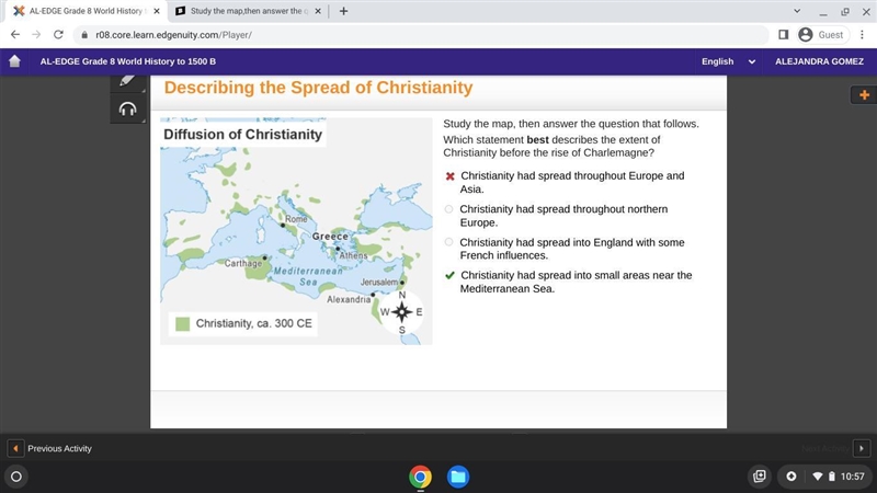 Study the map,then answer the question that follows. Which sttement best describes-example-1