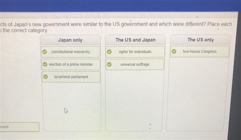 Which aspects of Japan’s new government were similar to the us government and which-example-1