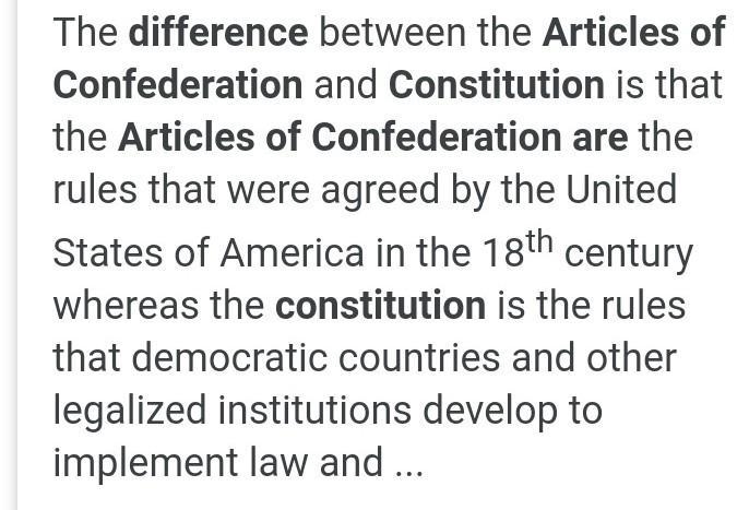 How does the Articles of Confederation differ from the Constitution?-example-1