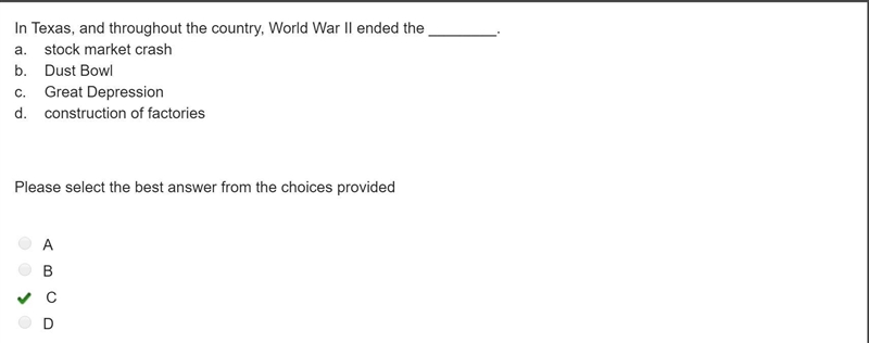 In Texas, and throughout the country, world word ll ended the_____? A-Stock market-example-1