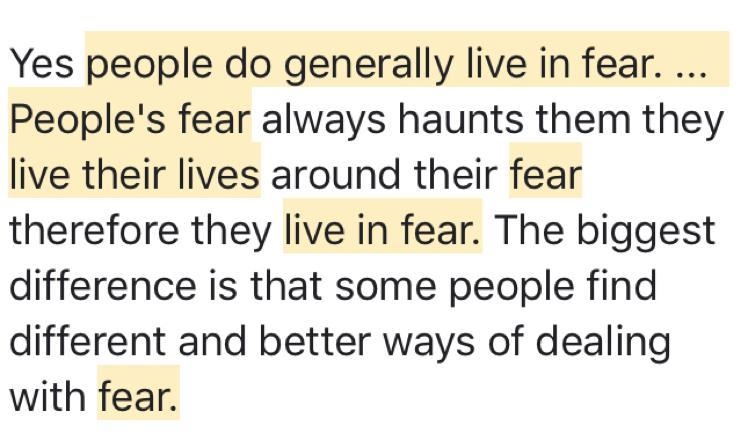 PLZ HELP THIS IS DUE SOON 15 PTS Do people generally live in fear? Provide example-example-1