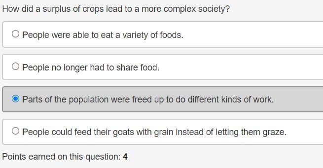 How did a surplus of crops lead to a more complex society?-example-1