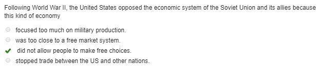 Following World War II, the United States opposed the economic system of the Soviet-example-1