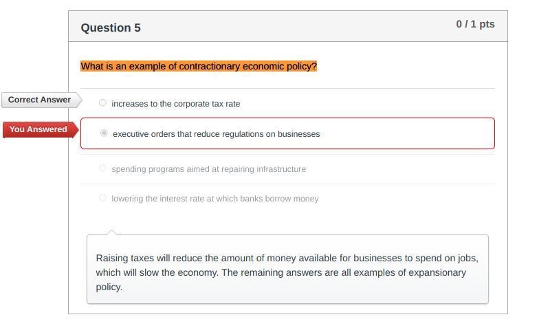 What is an example of contractionary economic policy?-example-1