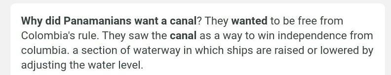 1. Why did Panamanians want a canal?-example-1