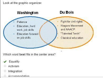 Look at the graphic organizer. Which word best fits in the center area? Equality Activism-example-1