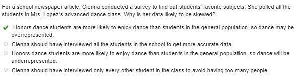 Plz help For a school newspaper article, Cienna conducted a survey to find out students-example-1