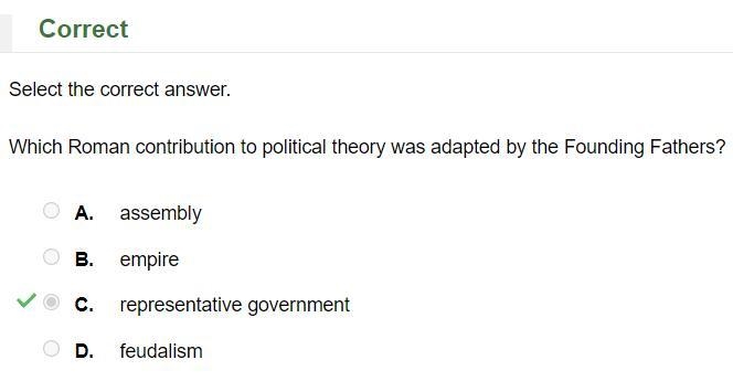 Which roman contribution to political theory was adapted by the founding fathers ​-example-1