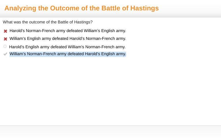 What was the outcome of the battle of hastings?-example-1