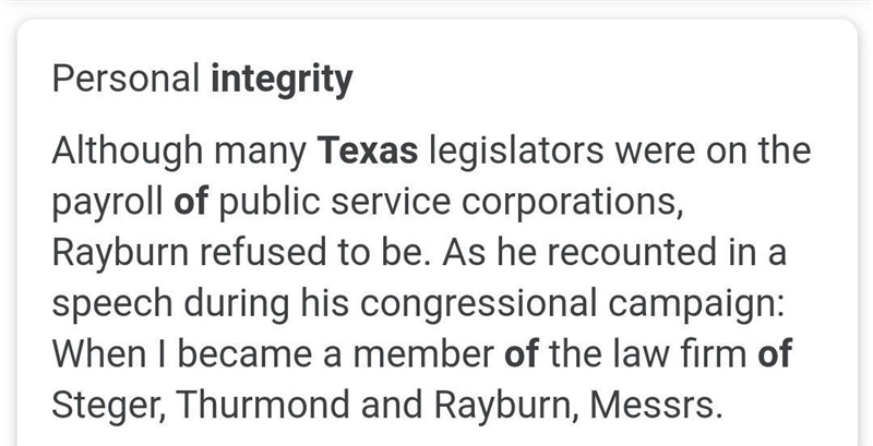 One Texas leader was known for showing integrity and refusing to accept funds from-example-1