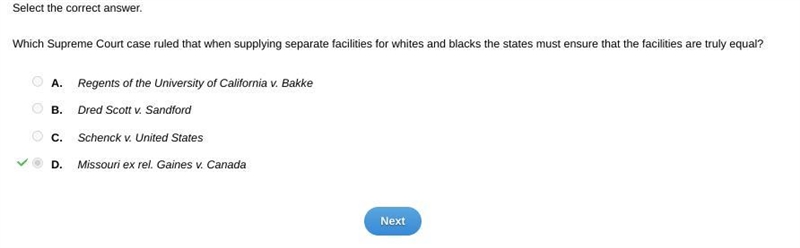 Which Supreme Court case ruled that when supplying separate facilities for whites-example-1