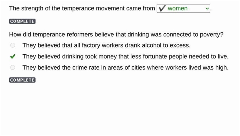 The strength of the temperance movement came from .-example-1