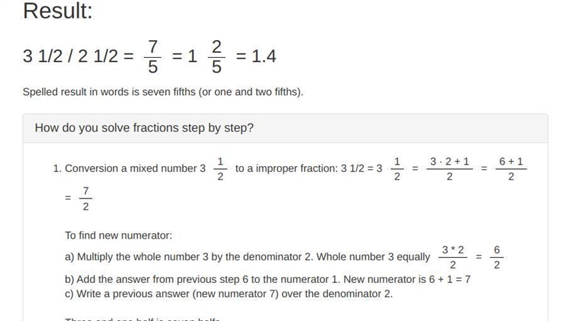 Plz answer it CORRECTLY 3 1⁄2 ÷ 2 1⁄2 =-example-1