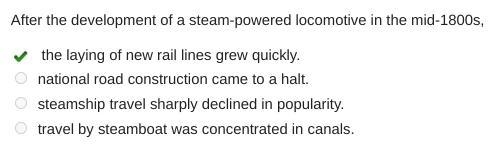 After the development of a steam-powered locomotive in the mid-1800s, the laying of-example-1