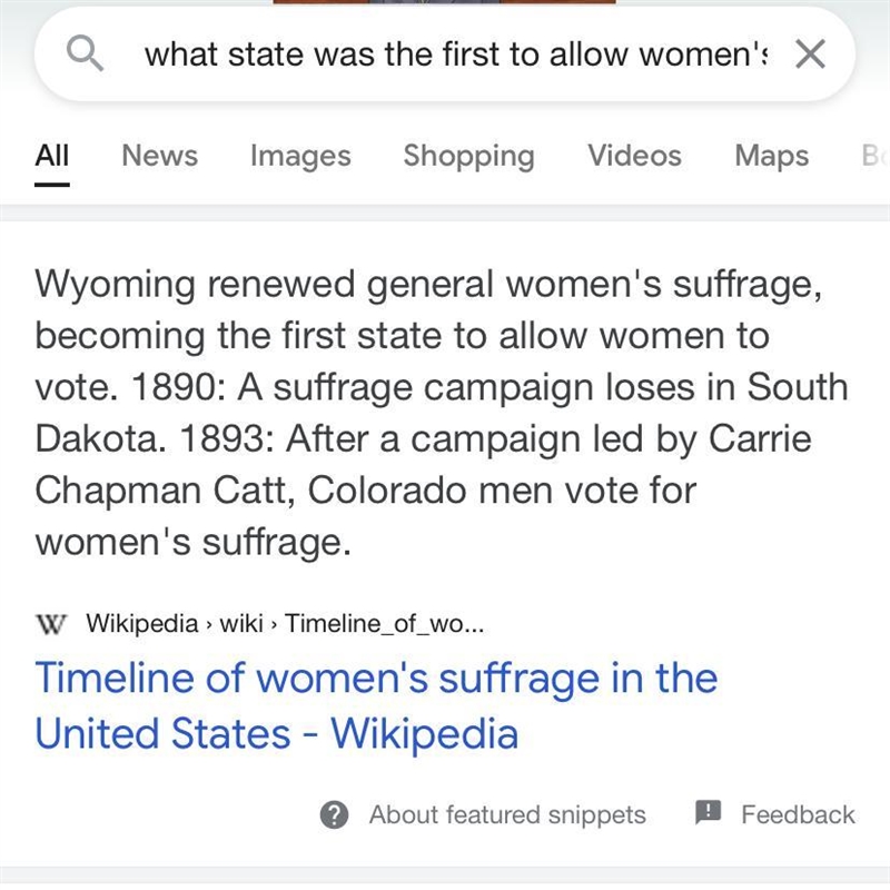 6. What state was the first to allow women the right to vote? When?-example-1