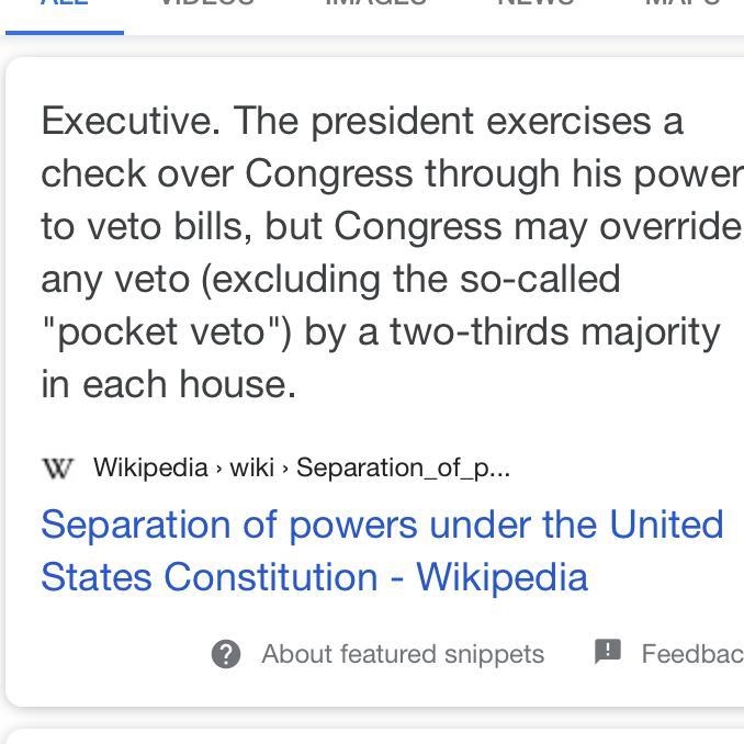 44. Congress can check the power of a president by A. Using their veto power B. Using-example-1