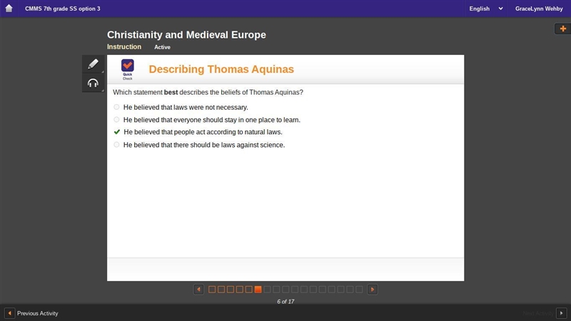 Which statement best describes the beliefs of Thomas Aquinas? He believed that laws-example-1