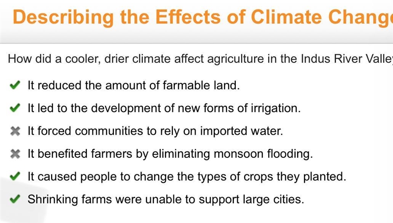 Escribing the Effects of Climate Change How did a cooler, drier climate affect agriculture-example-1