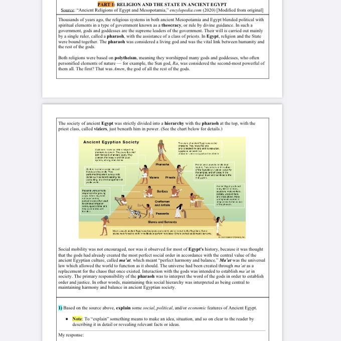 Explain some social, political and/or economic features of ancient egypt.-example-1