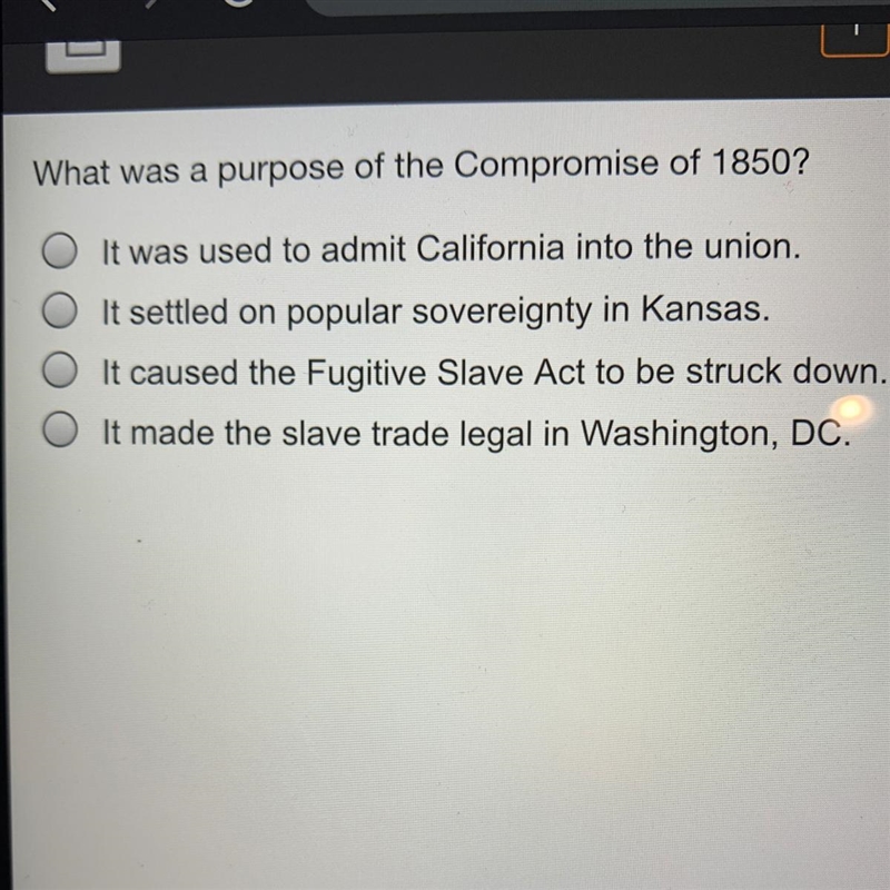 What was a purpose of the compromise of 1850?-example-1