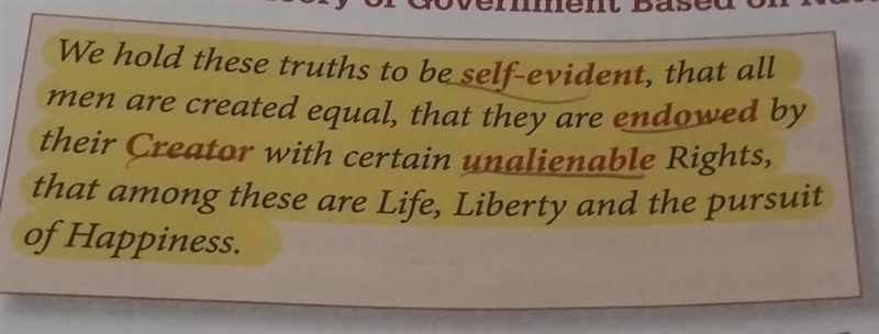 how did the this paragraph from the Declaration influenced by the earlier writings-example-1