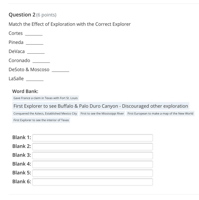 Match the Effect of Exploration with the Correct Explorer. Need ANSWER ASAP ONLY 4 min-example-1