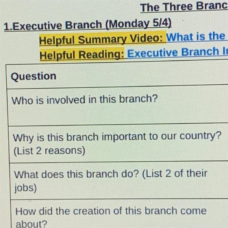 Why is the executive branch important to our country?-example-1