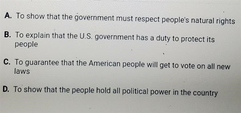 What is the purpose of the phrase we the people of the United States in the Constitution-example-1