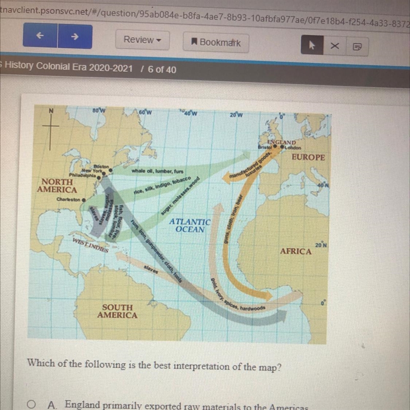 Which of the following is the best interpretation of the map? O A. England primarily-example-1