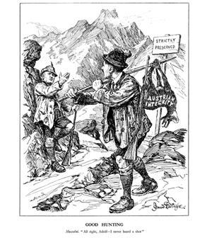 In this cartoon, titled Good Hunting, Hitler is represented by a hunter who has captured-example-1