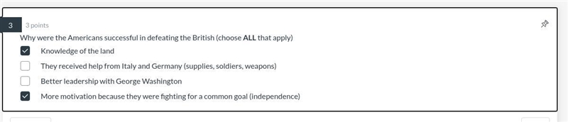 Why were the Americans successful in defeating the British (choose ALL that apply-example-1