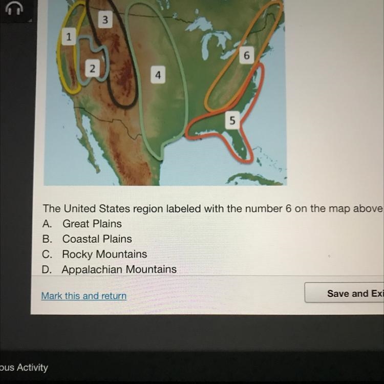 The United States region labeled with the number 6 on the map above is known-example-1