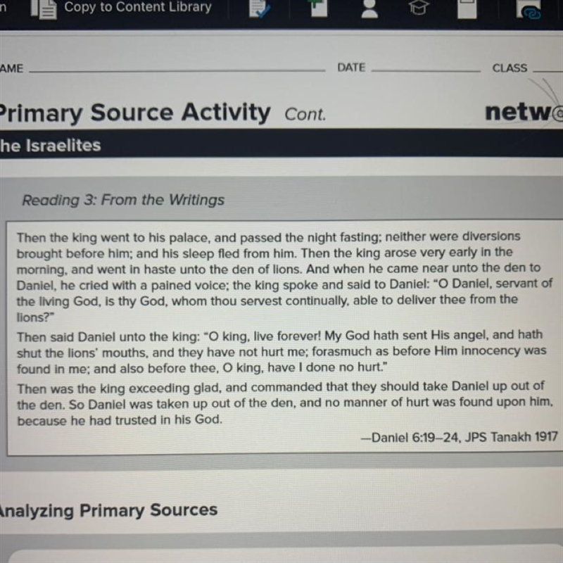 4. Identifying in the Reading 3 passage, why does Daniel say he remained safe in the-example-1