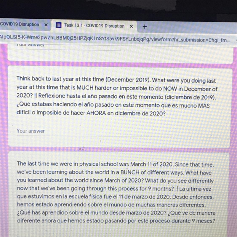 Think back to last year at this time (December 2019). What were you doing last year-example-1