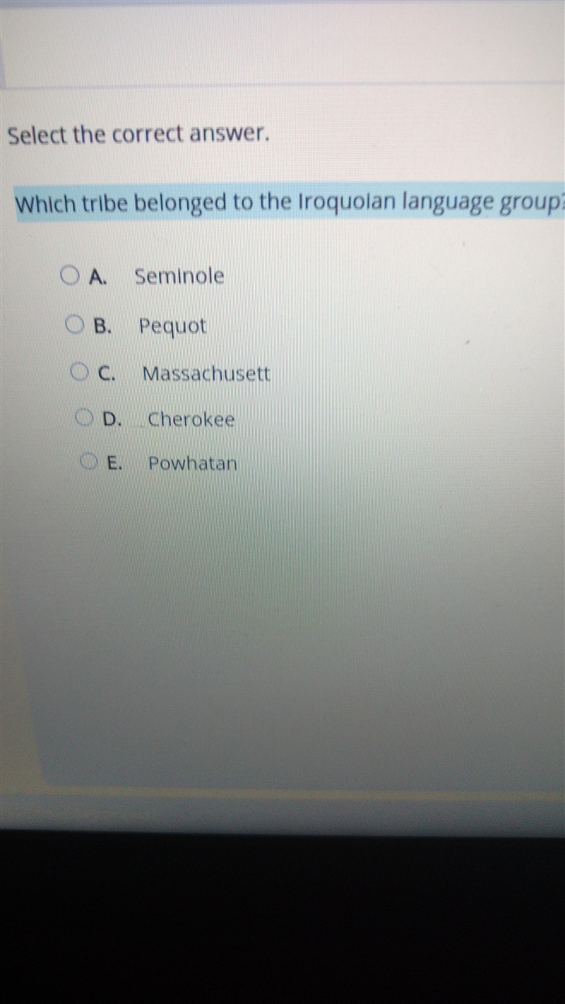 I NEED ANSWER PLS Which tribe belonged to the Iroquoian language group?-example-1