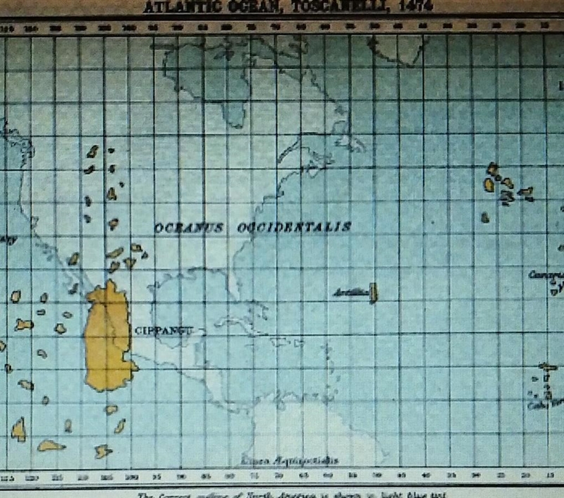 The map shows how the world looked to Columbus before he set sail on his first voyage-example-1