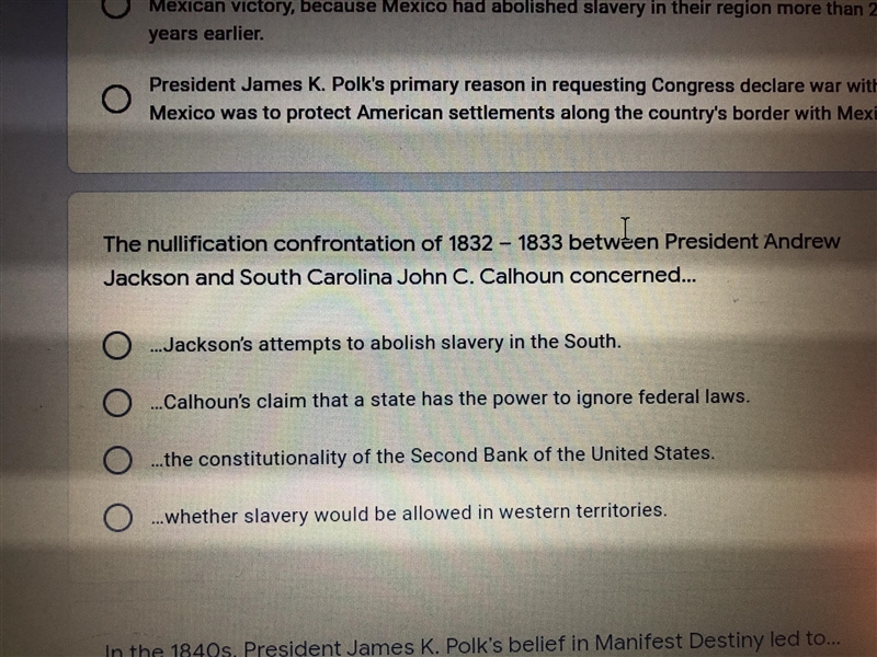 The nullification confrontation of 1832 - 1833 between President Andrew Jackson and-example-1