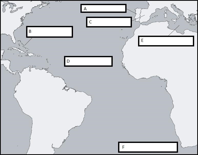 Label the following on the map in the boxes provided, or write each name next to a-example-1