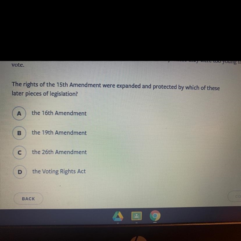 Help!!! In case you can’t see: This is about the U.S. The rights of the 15th Amendment-example-1