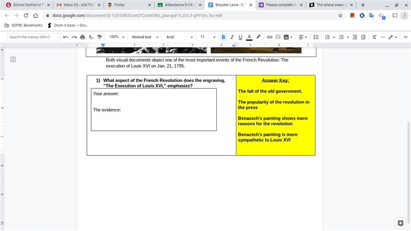 Use the answer key to help you answer: What aspect of the French Revolution does the-example-1