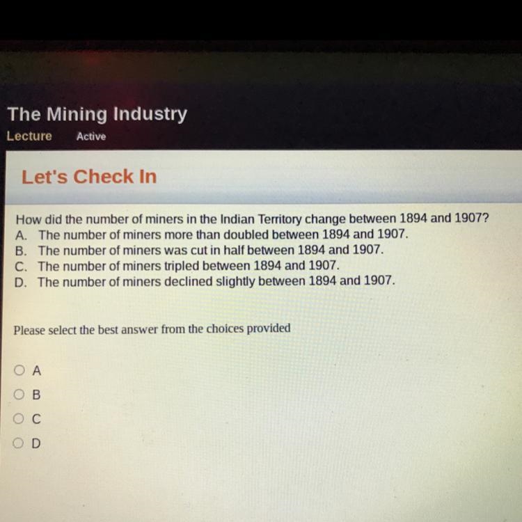 How did the number of miners in the Indian Territory change between 1894 and 1907? A-example-1