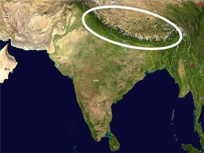 Which of the following areas is circled on the map below? A. the Indus River B. the-example-1