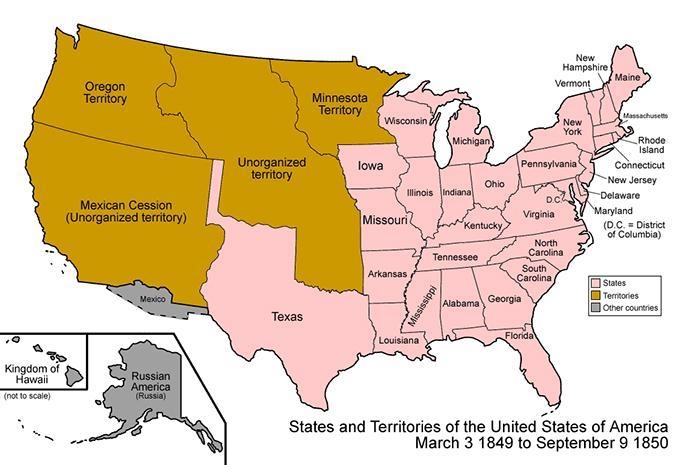 The Compromise of 1850 sought to settle the question of whether newly acquired territory-example-1