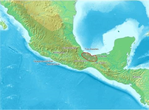 Which Mesoamerican civilizations lived in the area highlighted on the map? A the Aztec-example-1