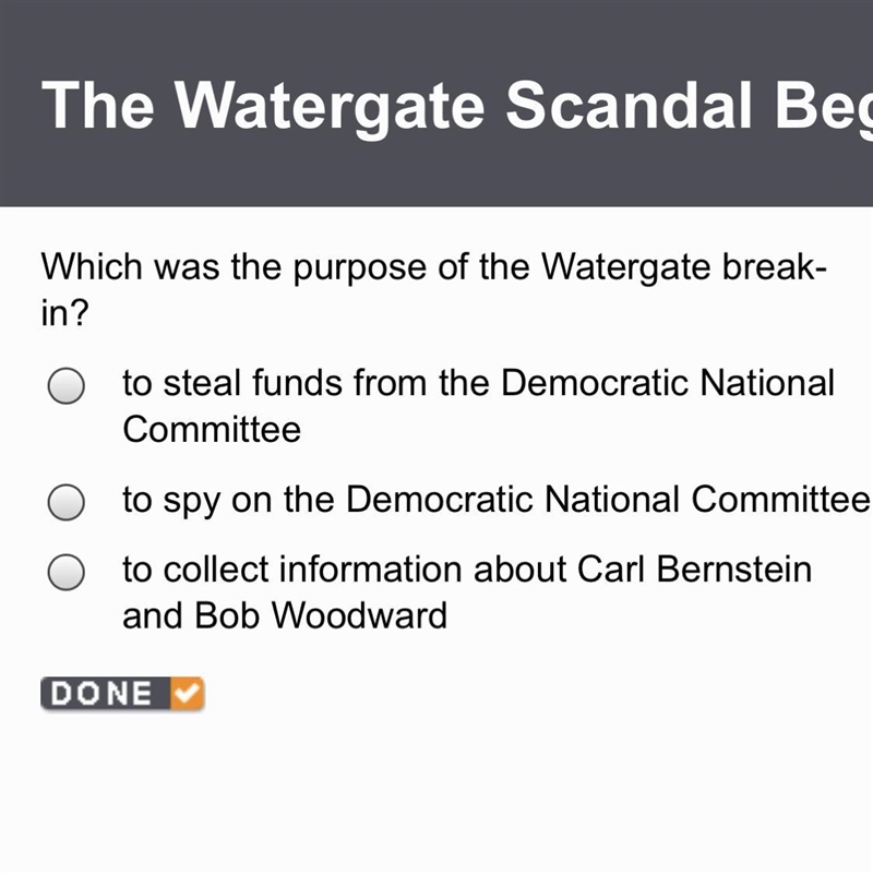 Which was the purpose of the watergate breakin-example-1