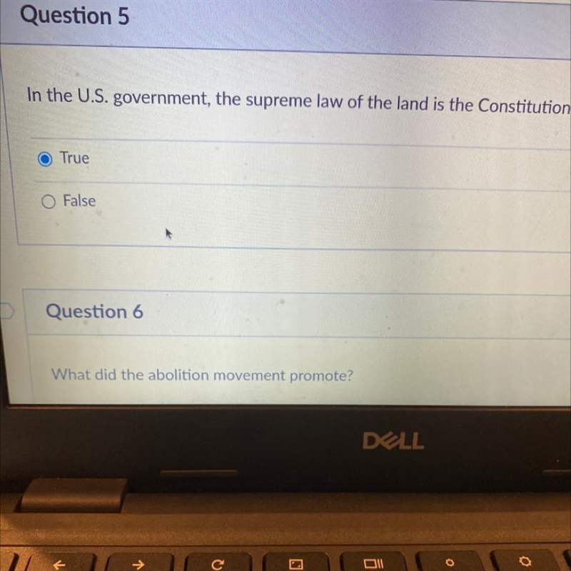 In the U.S. government, the supreme law of the land is the Constitution O True False-example-1